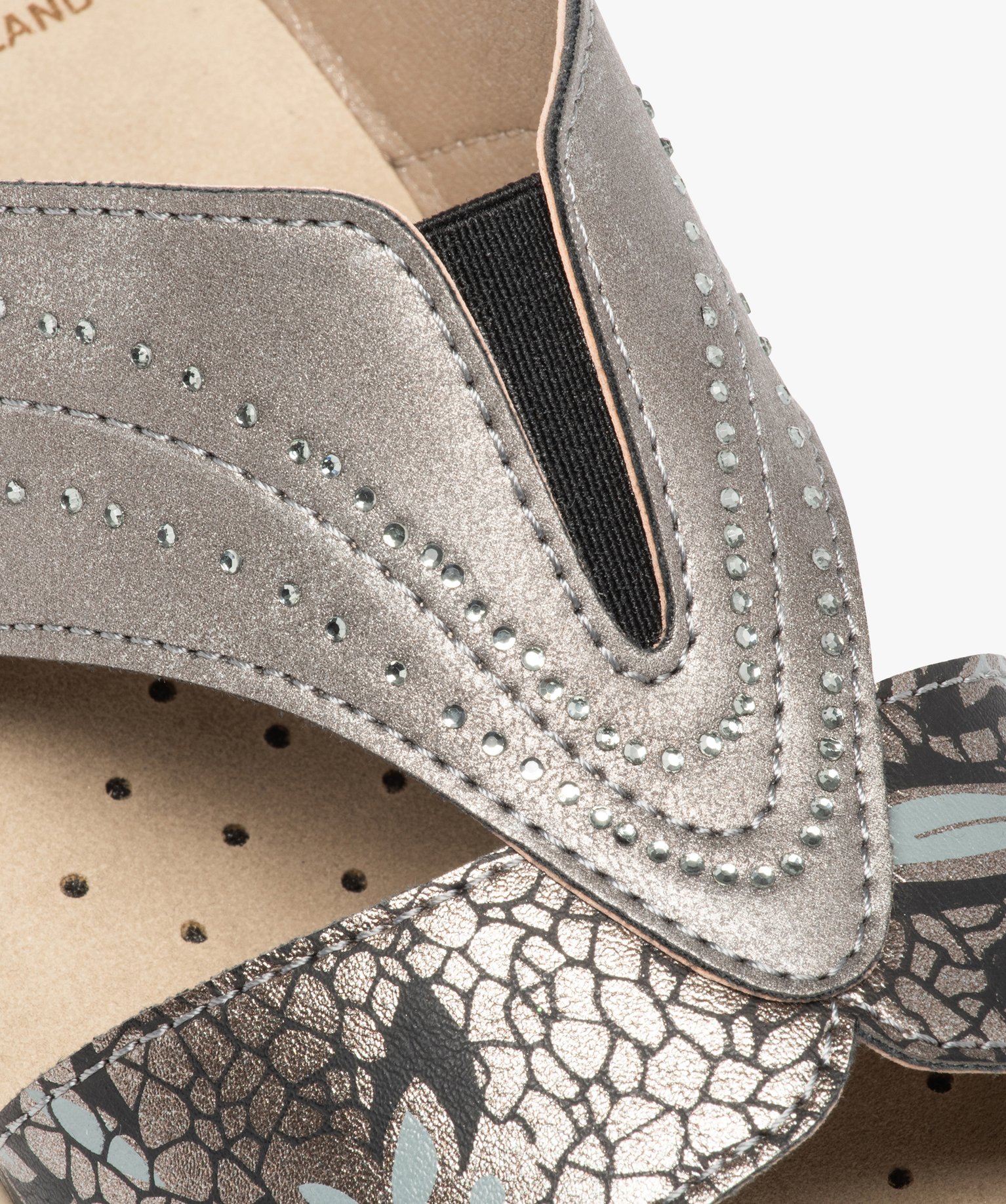 Sandales femme confort forme mule avec brides scintillantes gris | GEMO