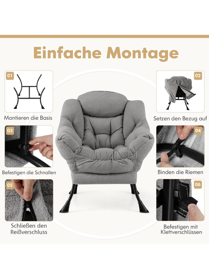 COSTWAY Relaxsessel gepolstert in Grau günstig kaufen onesize