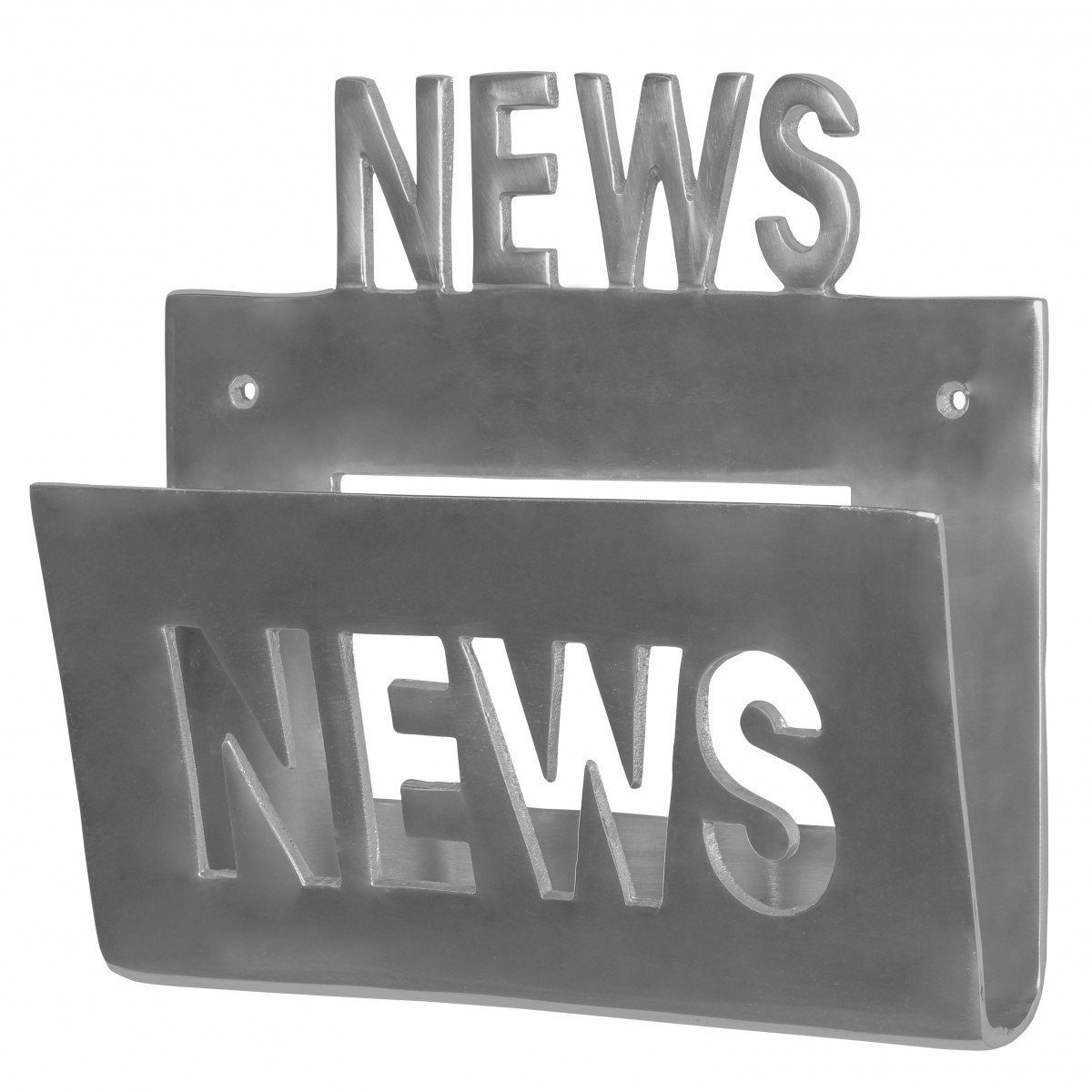 FINEBUY Zeitungsständer FB42078 (Prospekthalter News für die Wand Zeitungshalter), Zeitschriftenhalter Aluminium Metall, Silber