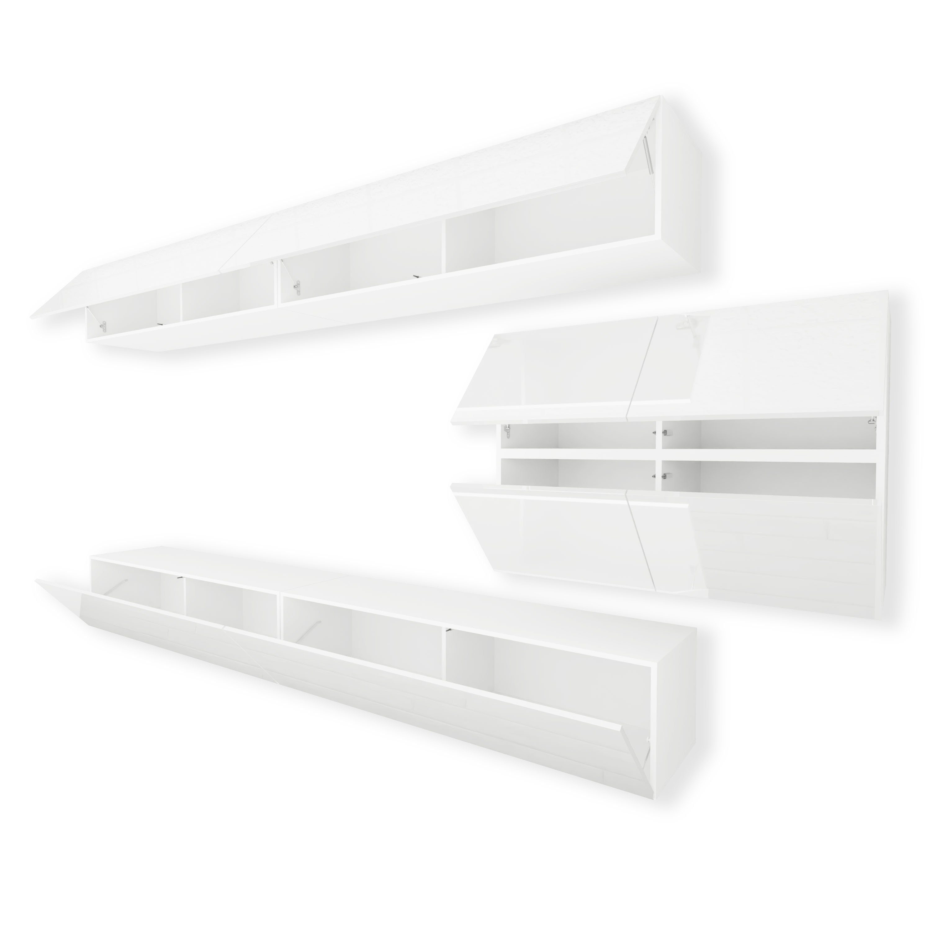 Domando Wohnwand Wohnwand Imperia M4, (5-St), Breite 350cm, Push-to-open-System, LED Beleuchtung, Hochglanz