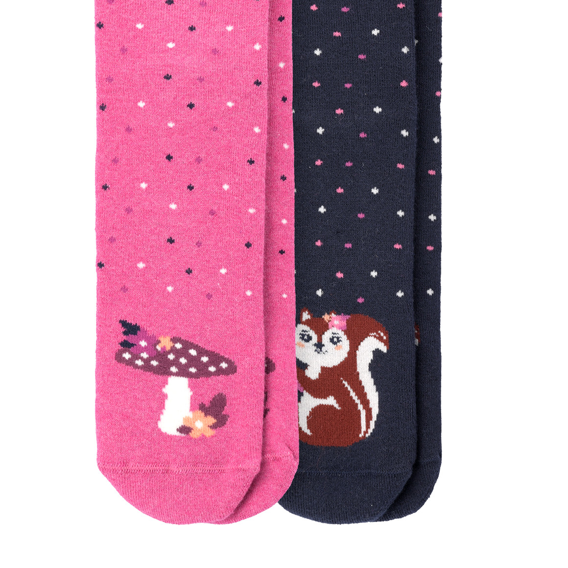 2 Paar Mädchen Stoppersocken mit Wald-Motiven