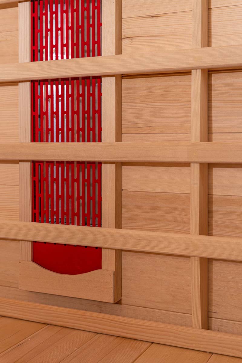 PureHaven Infrarotkabine 150x150x60x120x60 cm aus Hemlock Holz