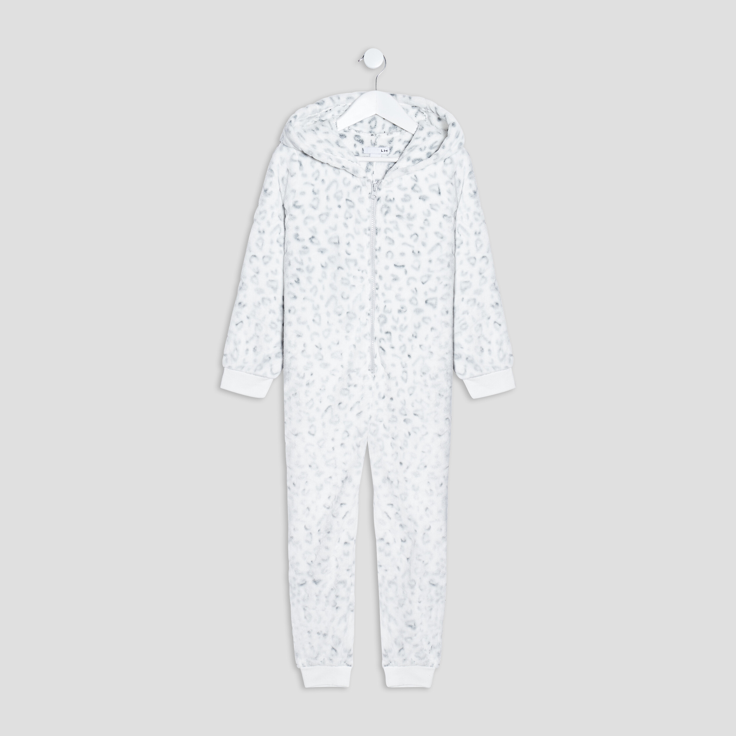 Combinaison pyjama à capuche gris fille | La Halle