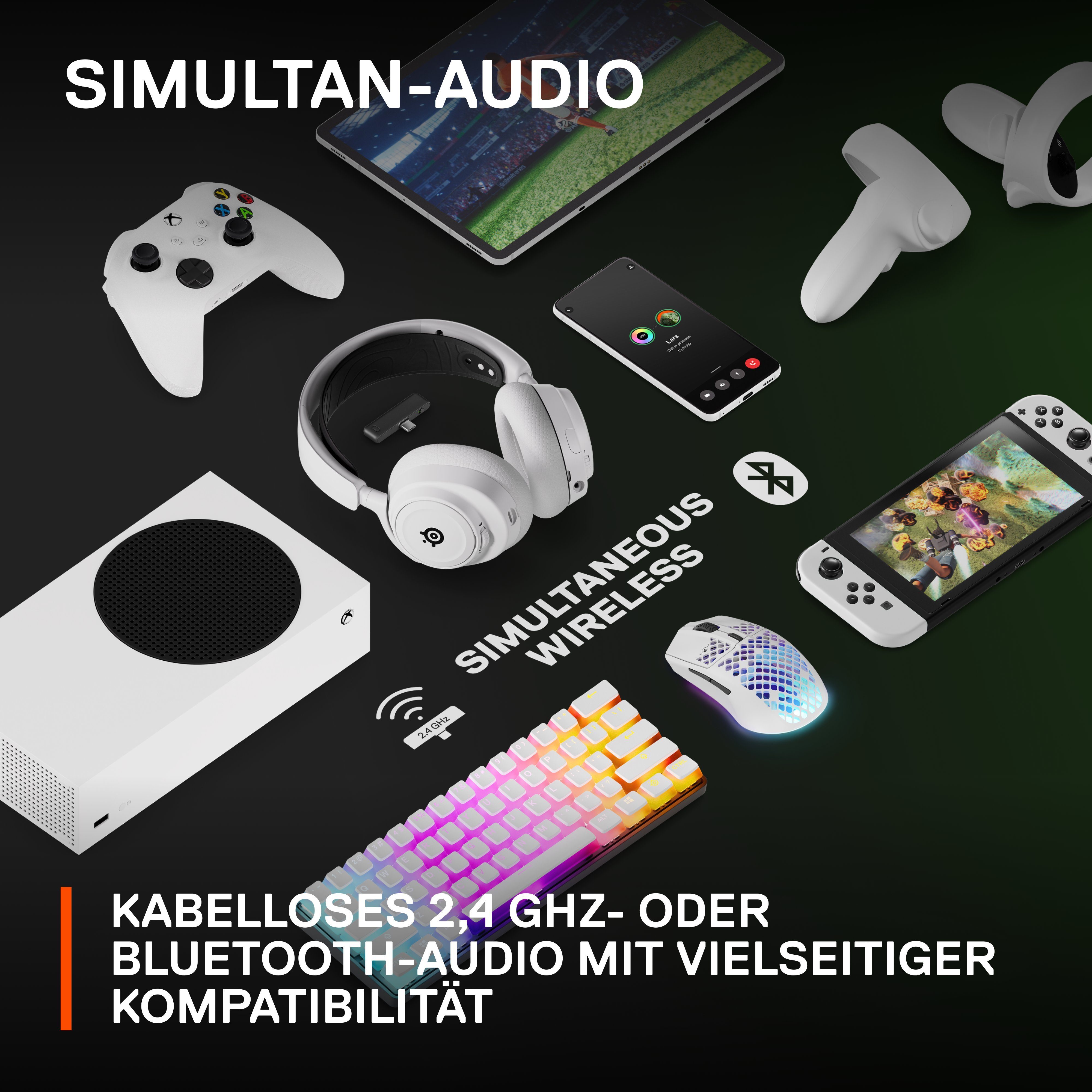 SteelSeries Arctis Nova 7X White Gaming-Headset (Noise-Cancelling)
