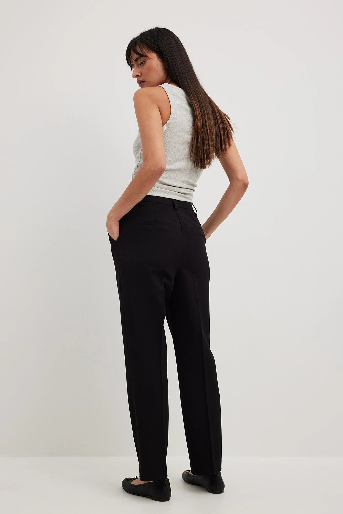 Schwere cropped Anzughose mit hoher Taille