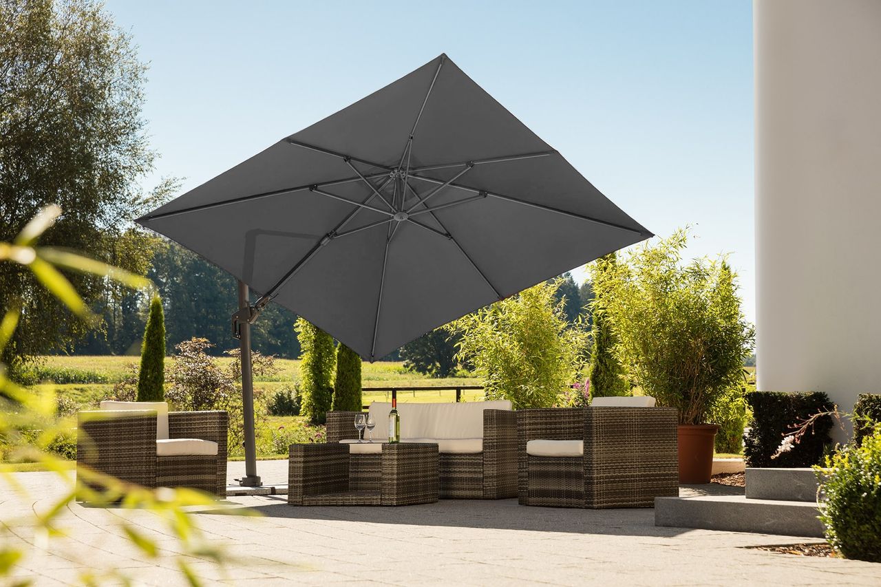 Schneider Schirme Schneider Ampelschirm RHODOS TWIST ca. 300 x 300 cm, anthrazit