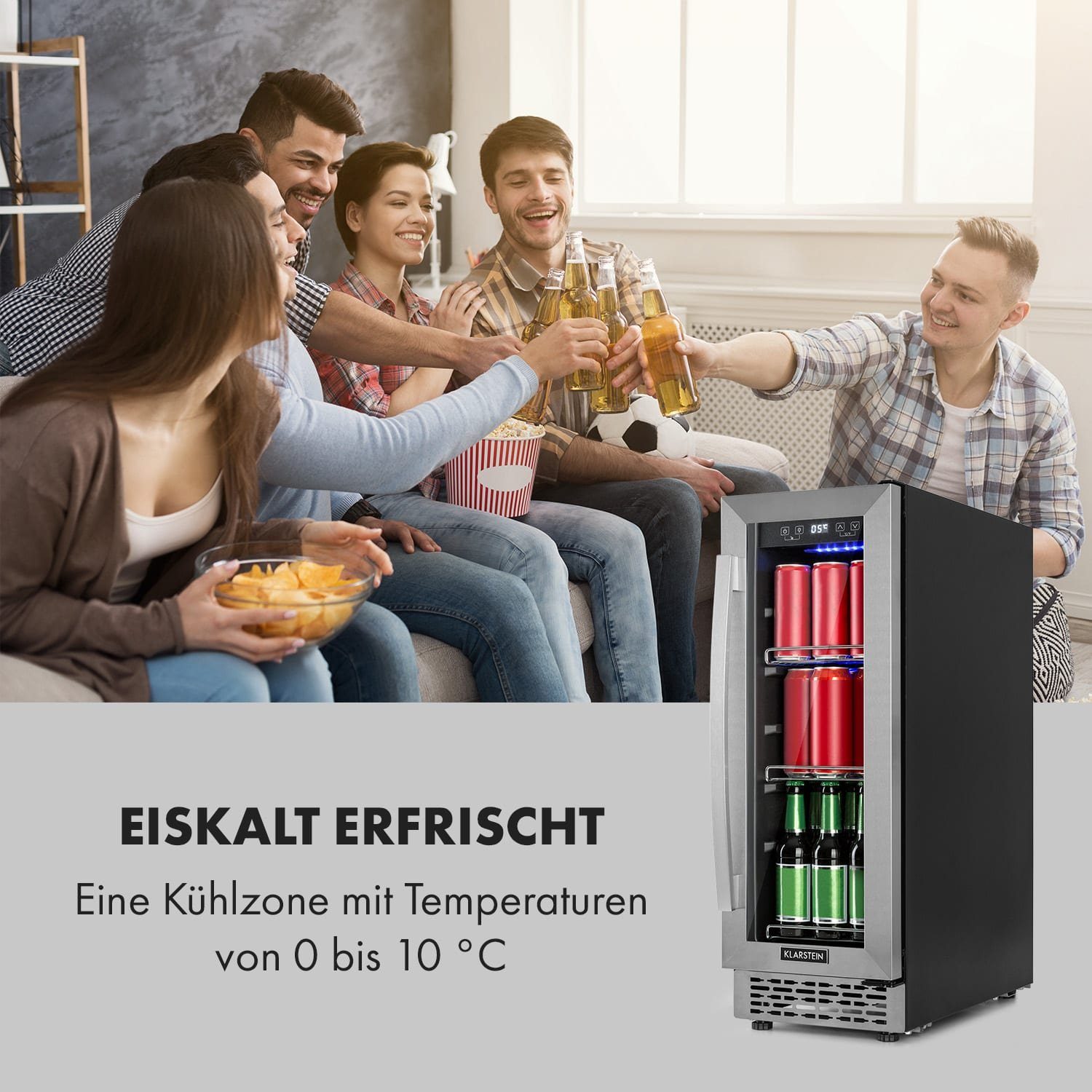 Klarstein Getränkekühlschrank TK15-Beerlager-56 10034269, 82 cm hoch, 29.5 cm breit, Bierkühlschrank Getränkekühlschrank Flaschenkühlschrank mit Glastür