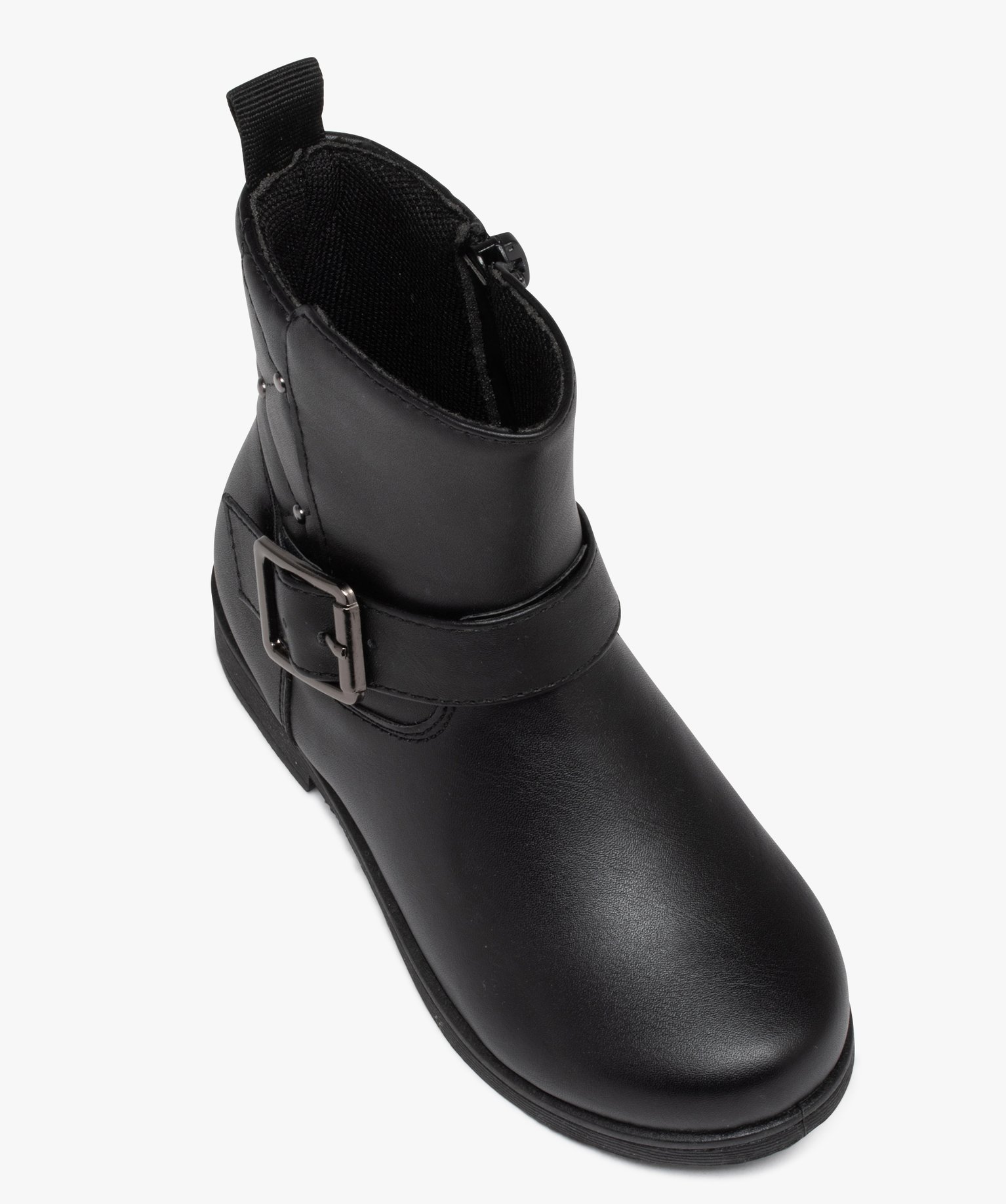 Boots à tige matelassée et rivetée fille noir | GEMO