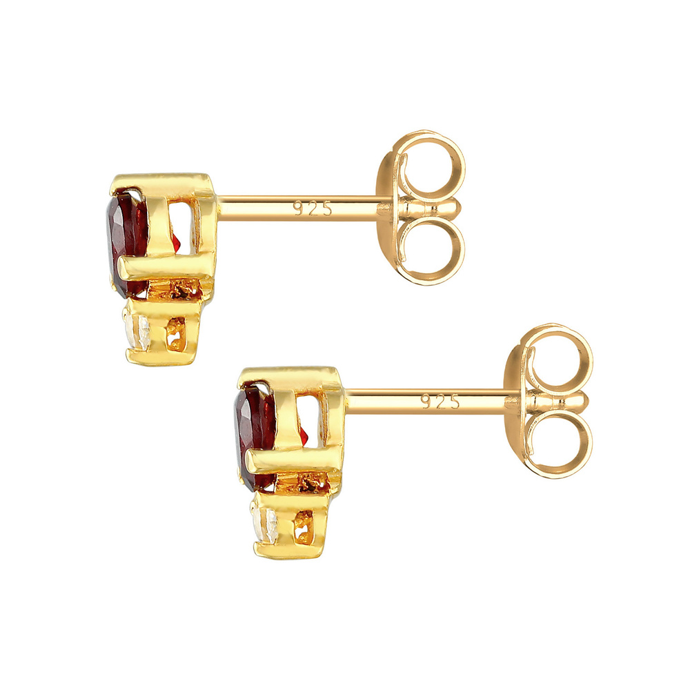 Elli PREMIUM Elli PREMIUM Boucles d'Oreilles Boucles d'oreilles clou de coeur rouge avec grena Boucles d'oreilles