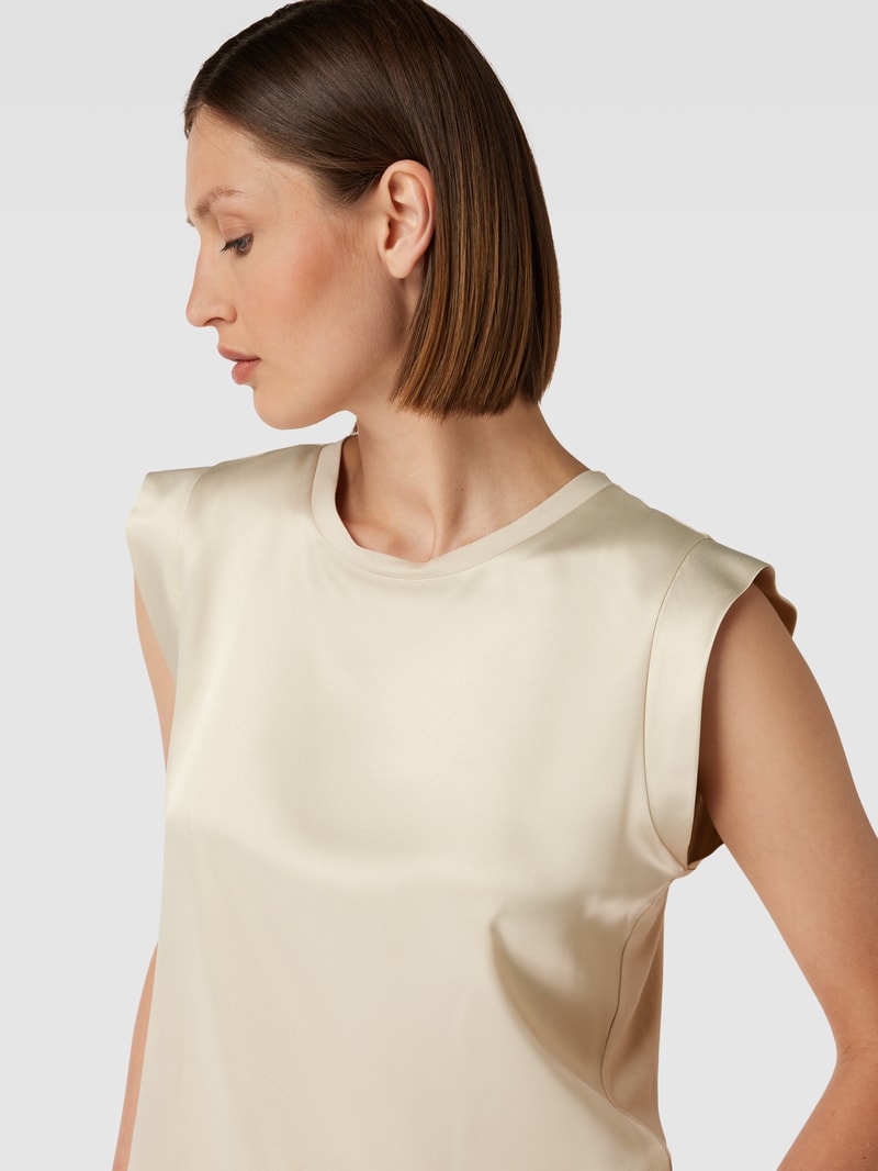 Blusenshirt mit Rundhalsausschnitt in ecru meliert