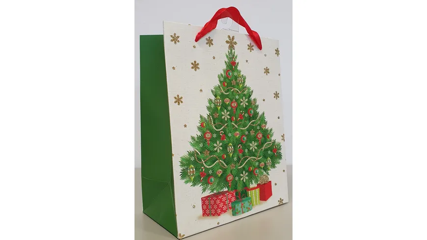 Geschenktüte Weihnachtsbaum bunt 23x18x10cm