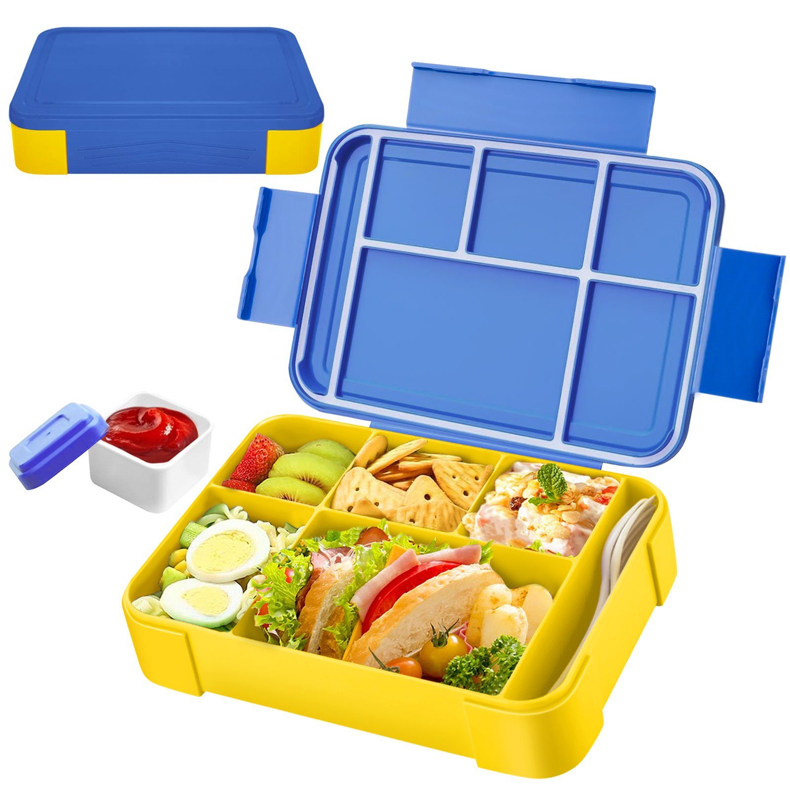 MDHAND Lunchbox Rechteckige Bento-Box, Kunststoffe, (1-tlg), Mit Multibesteck, Mikrowellengeeignet