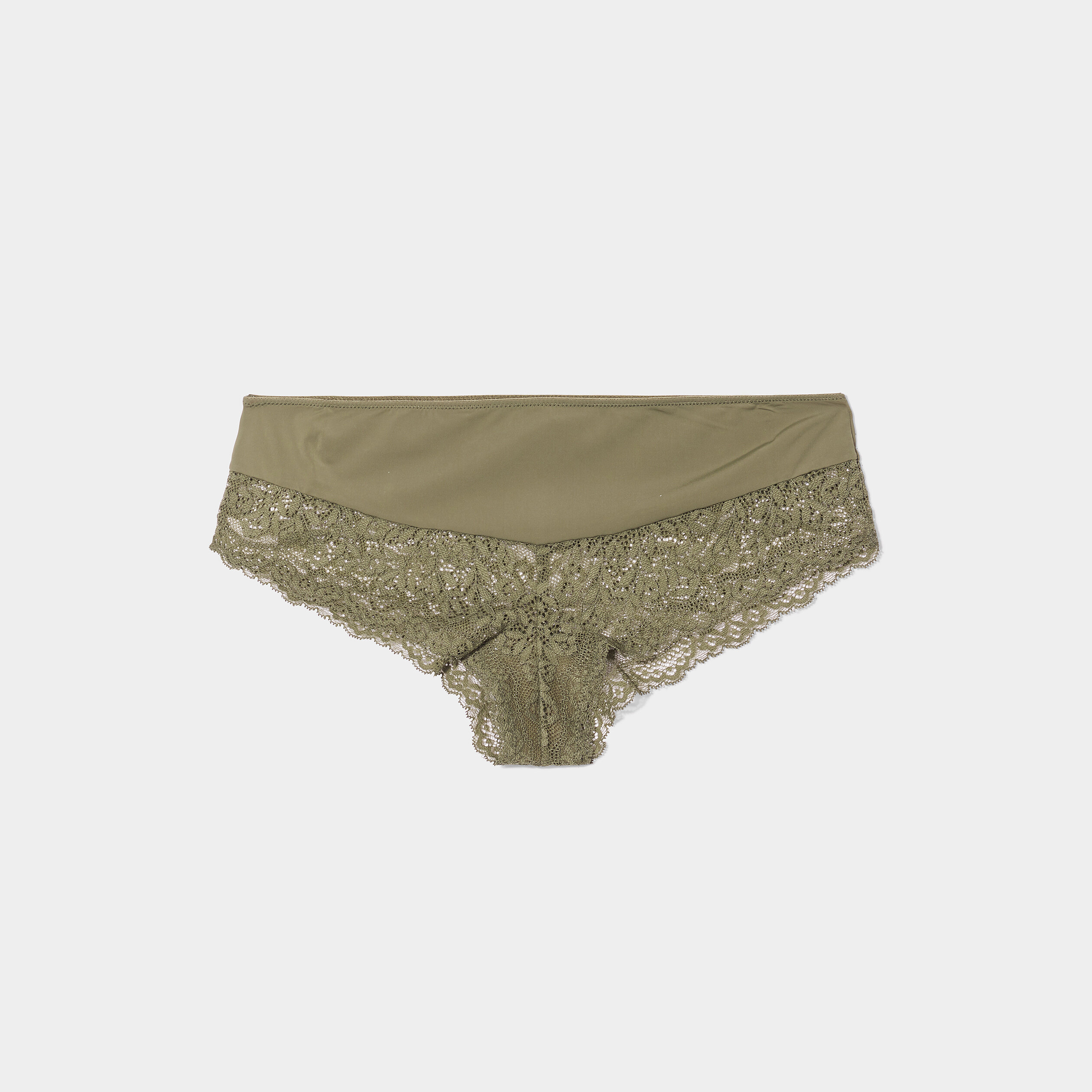 Shorty avec micro dentelle vert kaki femme | La Halle