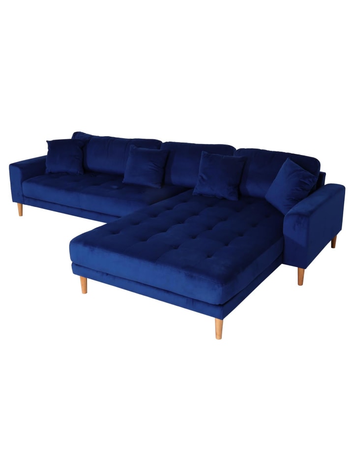 MCW Ecksofa 3-Sitzer J54, Samt blau günstig kaufen onesize