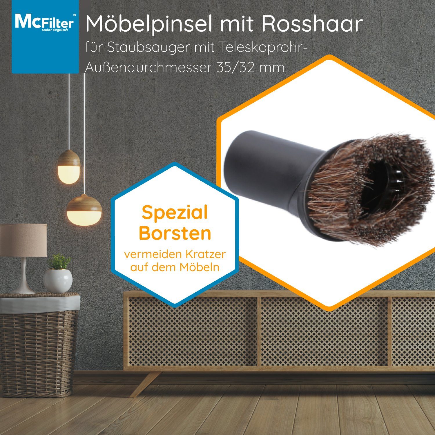 McFilter Staubsaugerdüsen-Set Universal 12-teilig, Zubehör für alle Staubsauger mit 32/35mm Anschlussdurchmesser, inkl. Adapter, (12-tlg), mit Polsterdüse, Fugendüse, Flachpolsterdüse, Möbelpinsel, Möbelbürste