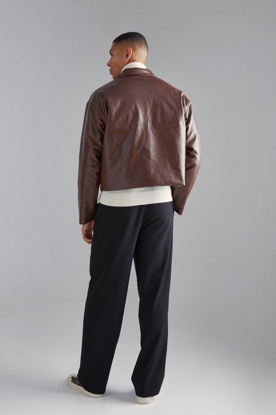 Kastige PU Harrington-Jacke