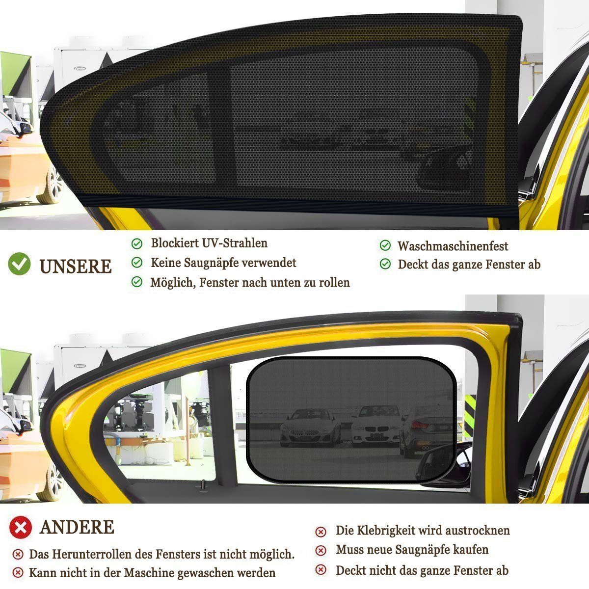 Fensterfolie, SOEKAVIA, Sonnenschutz Auto Baby mit UV Schutz - 2 Stück Auto Sonnenschutz