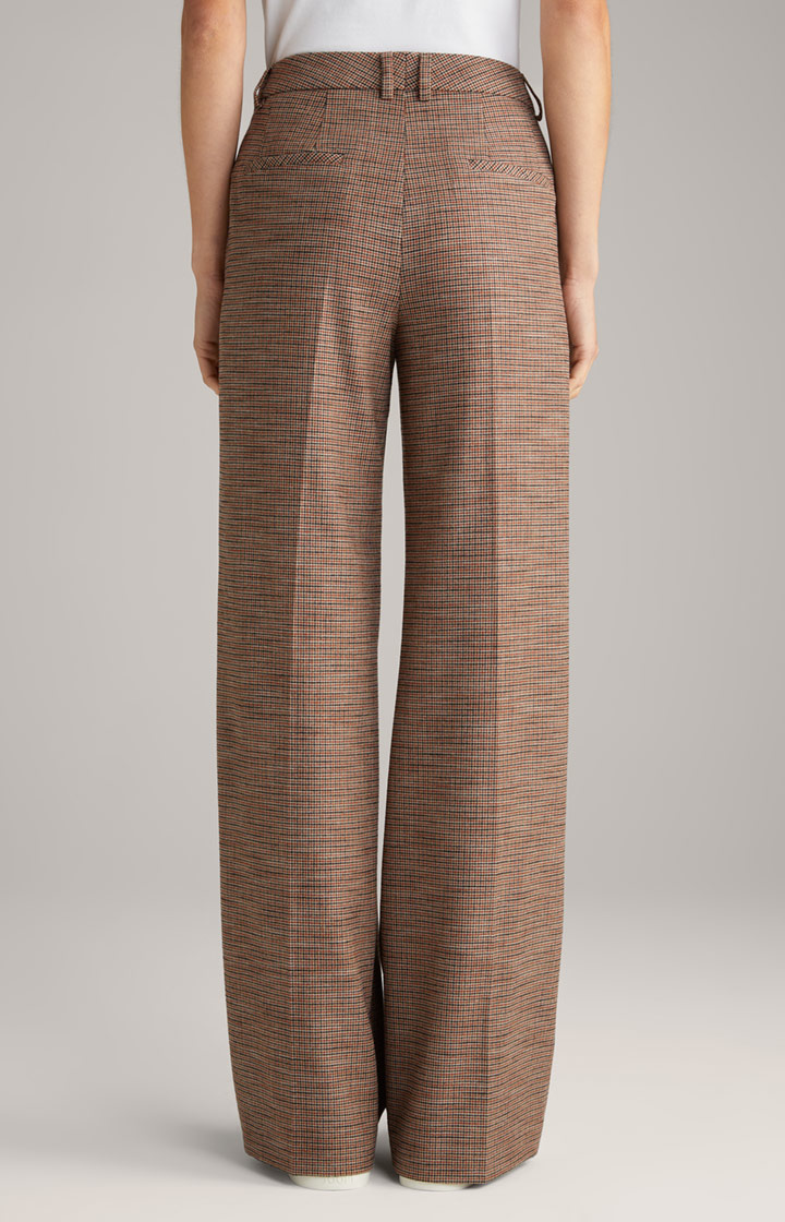 Marlene-Hose in orange/ schwarz/ beige kariert
