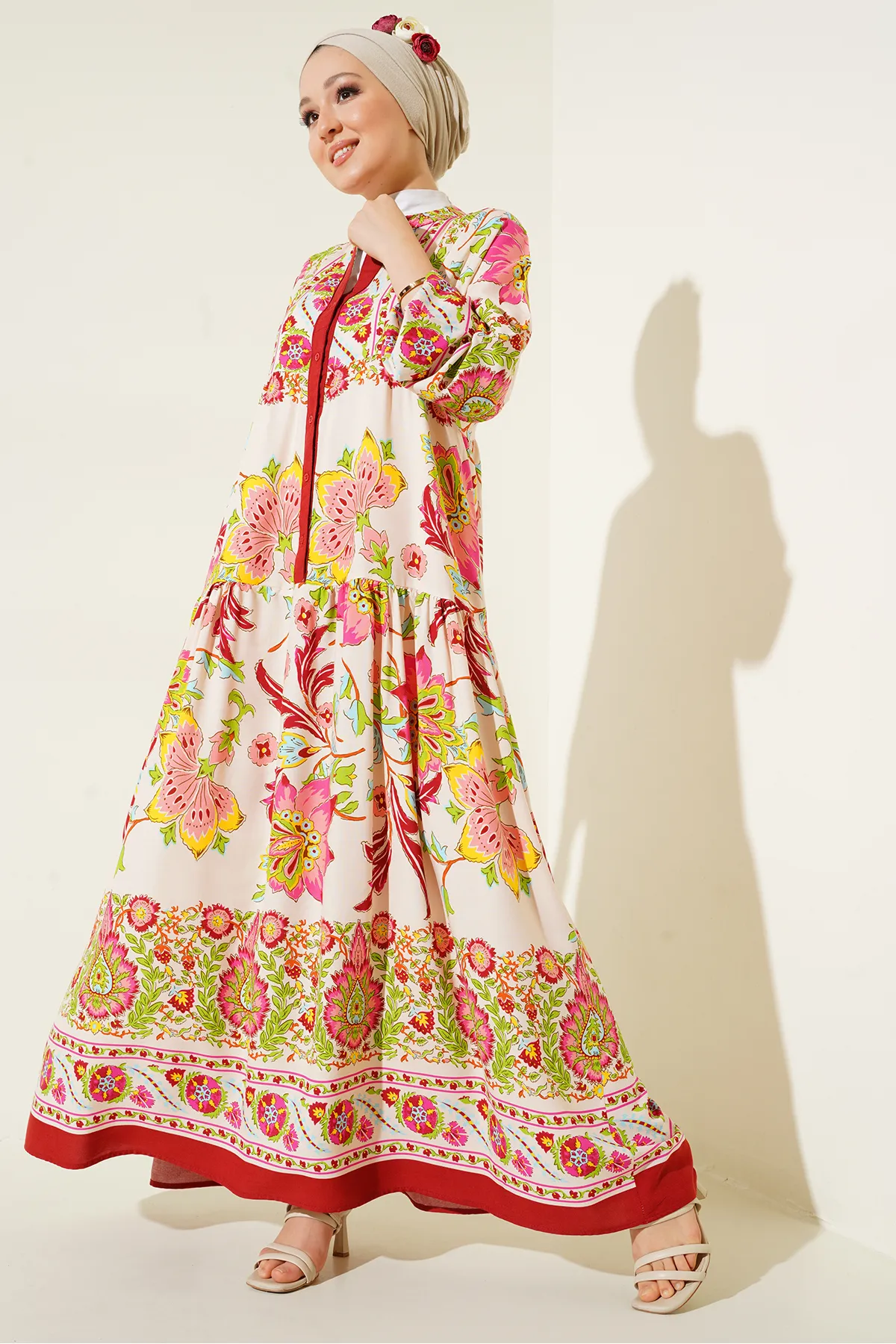 Bigdart  2423 Authentisches gemustertes Kleid – Y.Burgund
