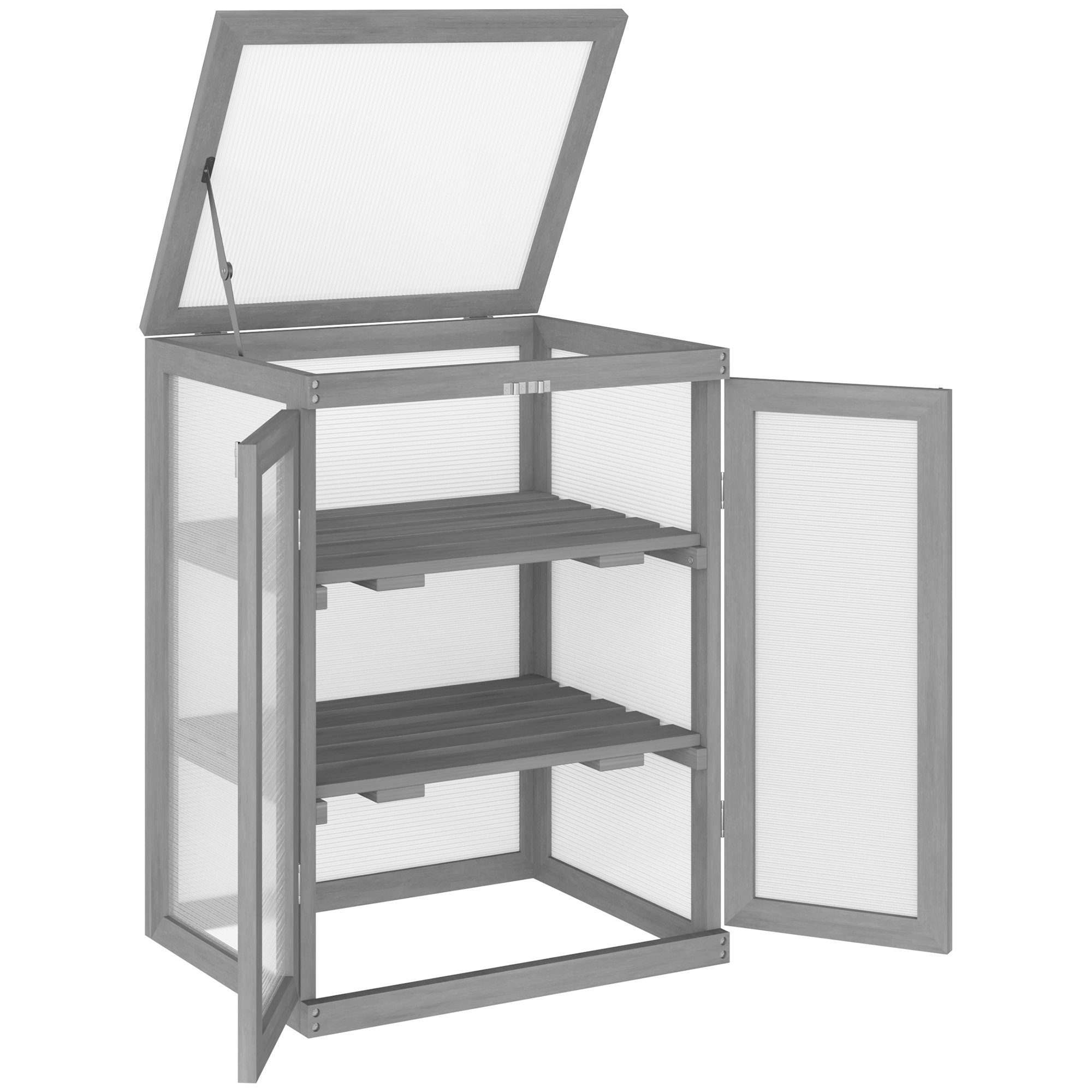 Outsunny Foliengewächshaus Treibhaus, BxTxH: 58 x 44 x 78 cm, BxLxH: 44 x 58 x 78 cm, 0.4 mm Wandstärke, Set 1-St., 1 × Gewächshaus, 3 Stufen