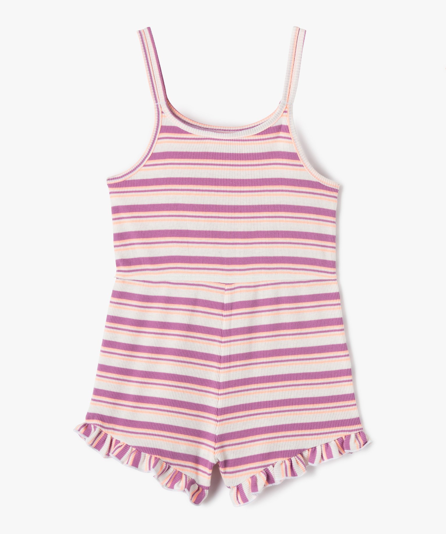 Combishort fille à rayures en maille ctelée raye | GEMO