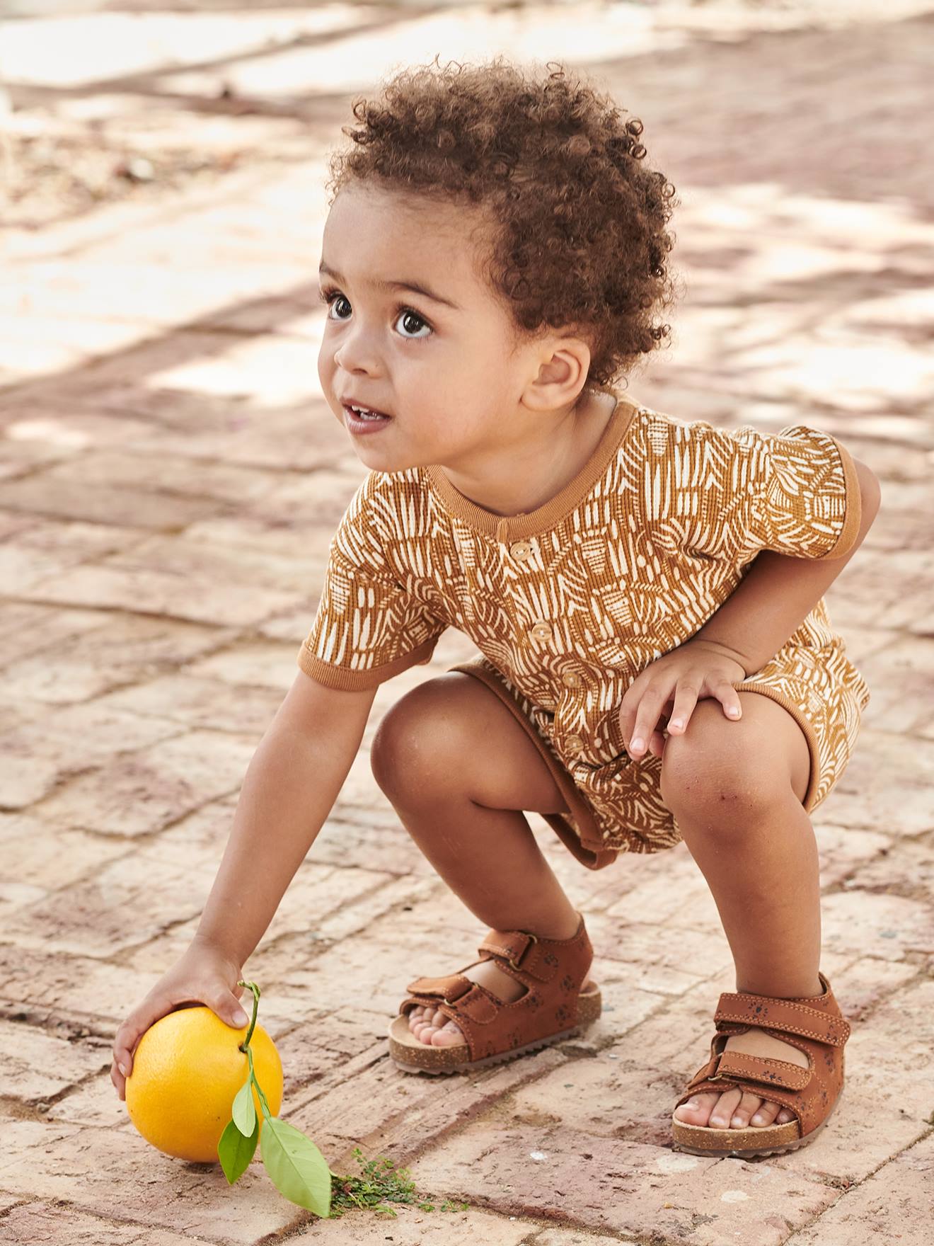 Combishort jungle bébé caramel
