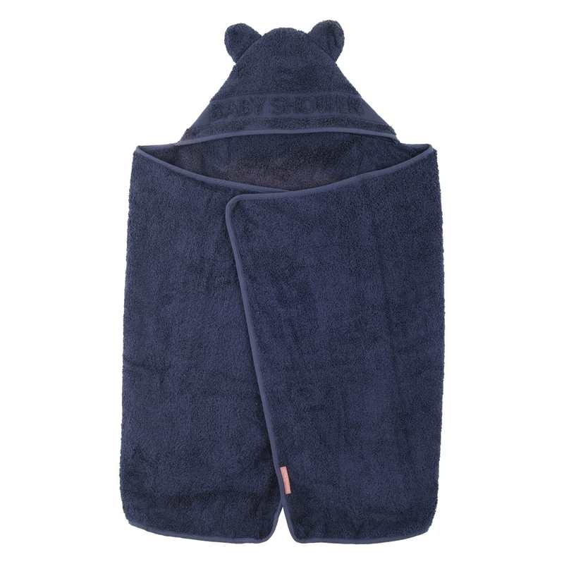 Cape de bain à oreilles Baby Shower bleu marine