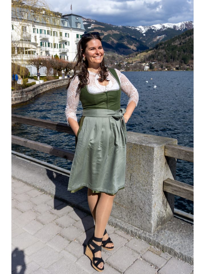 Edelnice Midi Dirndl Anni Leinen in grün günstig kaufen