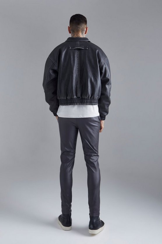 Beschichtete Skinny Twill-Hose