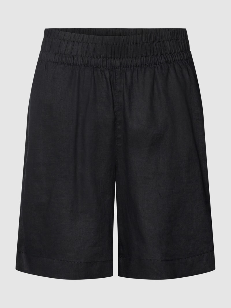 Shorts aus Leinen mit Eingrifftaschen in schwarz