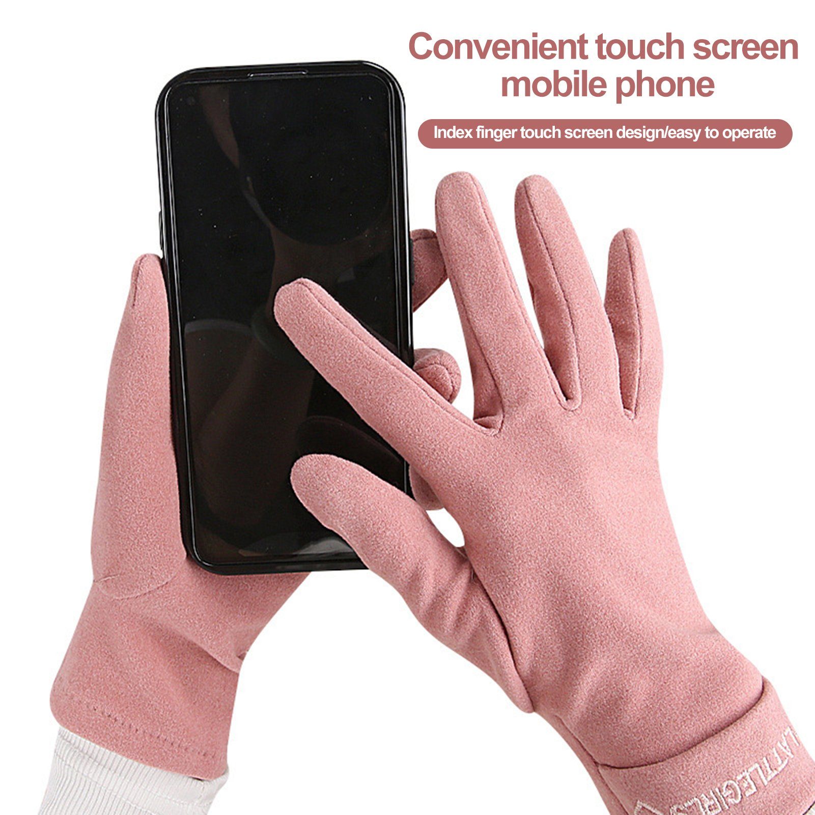 Rutaqian Strickhandschuhe 1 Paar Damen Winter Touchscreen Handschuhe Warm Fleece Gefüttert Warme Fingerhandschuhe für Damen Sport