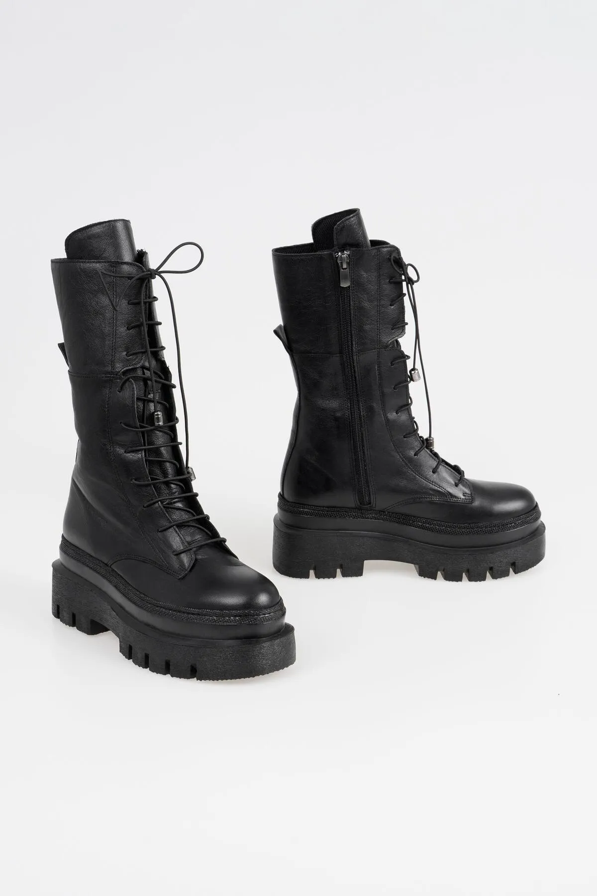 CZ London  Echtes Leder Damen dicke Sohle lange Stiefel Winterschuhe