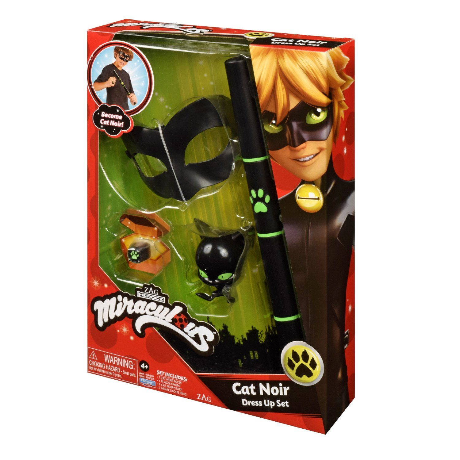 Playmates Toys Verkleidungsmaske 50603, Miraculous Cat Noir Verkleidungsset