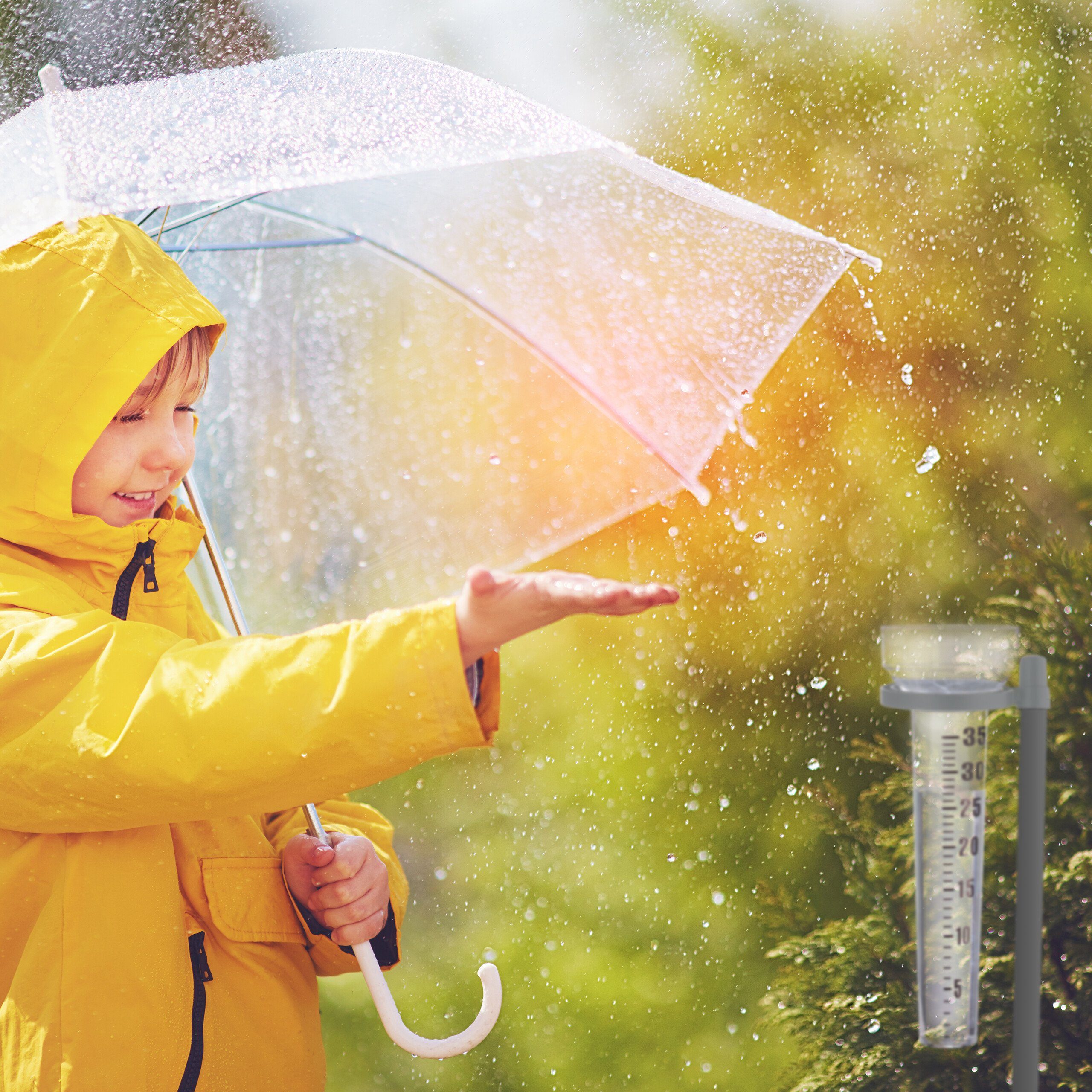 relaxdays 2er Set Regenmesser mit Halterung Regenmesser