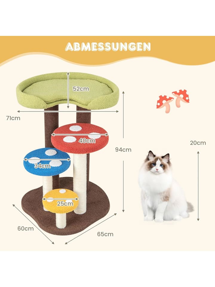 COSTWAY Kratzbaum Pilzoptik 60x65x94cm in Bunt günstig kaufen onesize