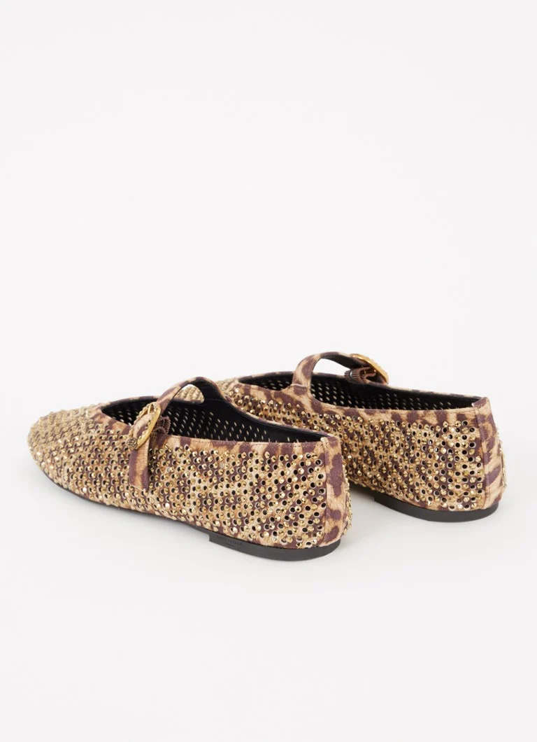 Kurta Geigera Mayfair zamšādas balerīna ar rhinestones un leoparda apdruku