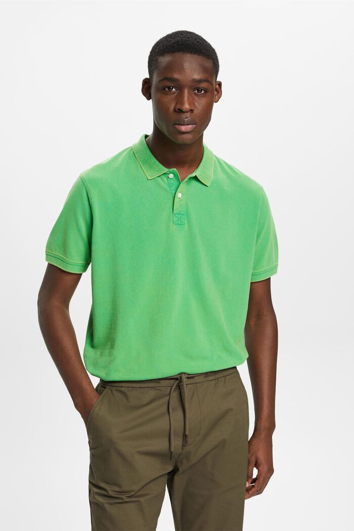 Poloshirt aus Stone-Washed-Baumwollpikee
