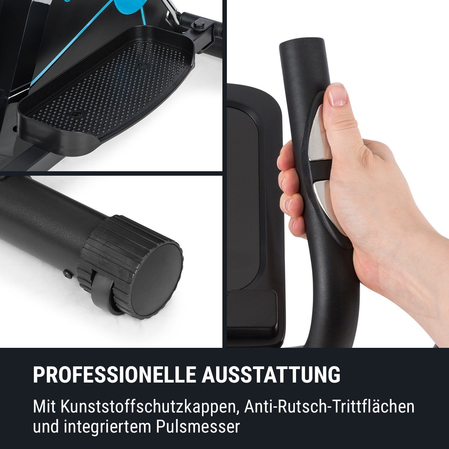 KLARFIT Heimtrainer Tauon (Tablet-Halterung ;pullsmesser;Trainingscomputer mit LCD-Display)