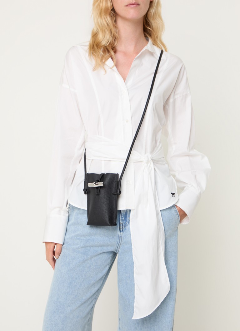 Longchamp Roseau leather crossbody phone case