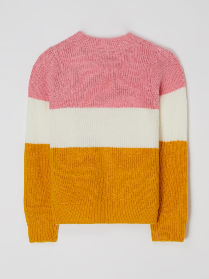 Pullover mit Blockstreifen in pink