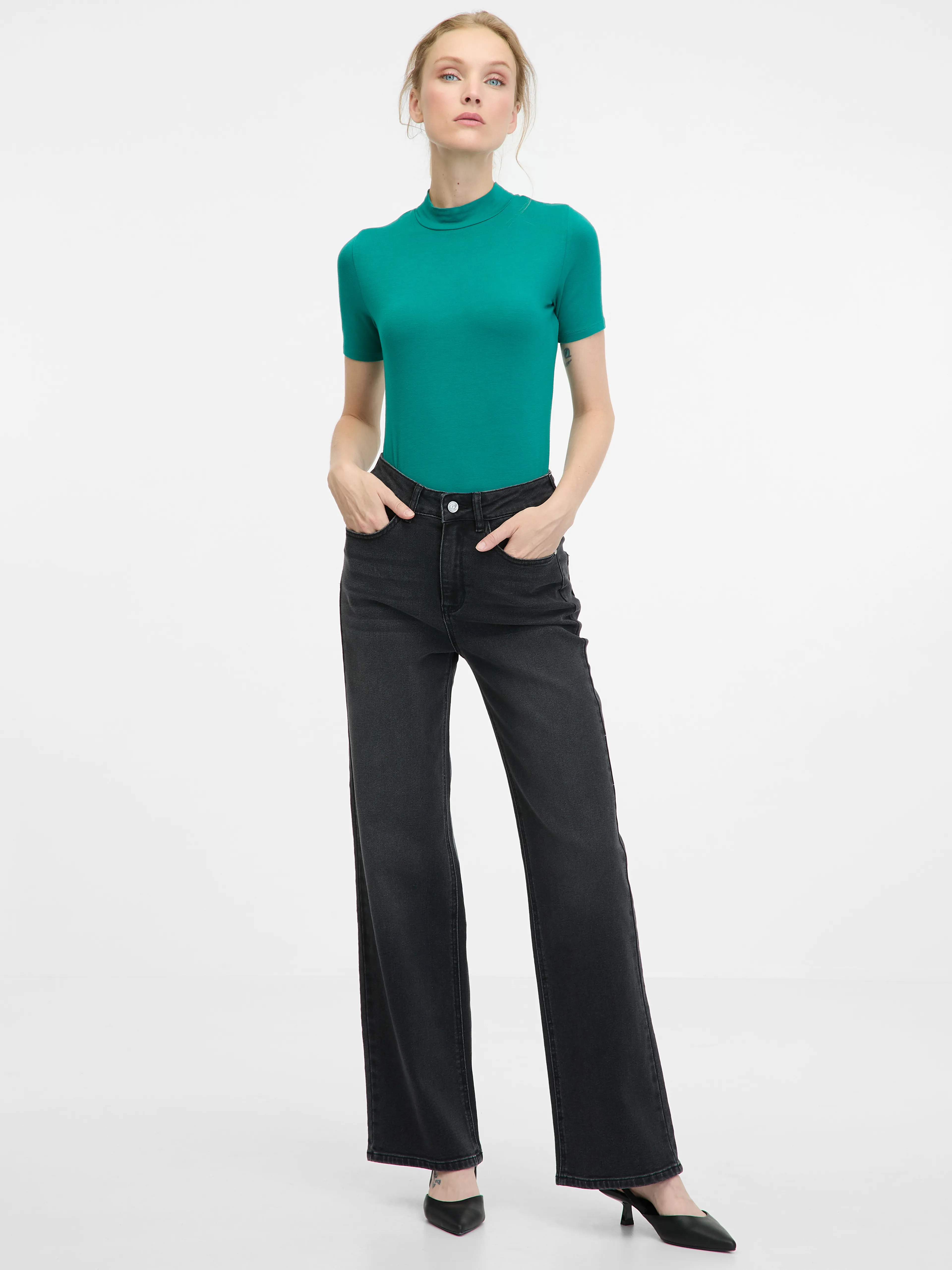 Grünes Damen-Kurzarm-T-Shirt ORSAY