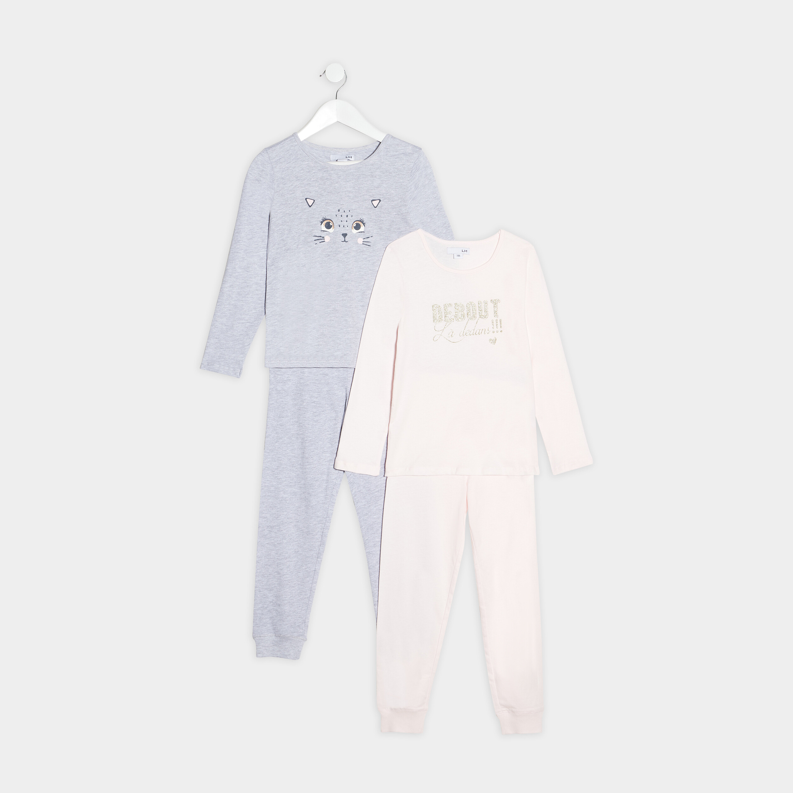 Lot 2 pyjamas gris clair fille | La Halle