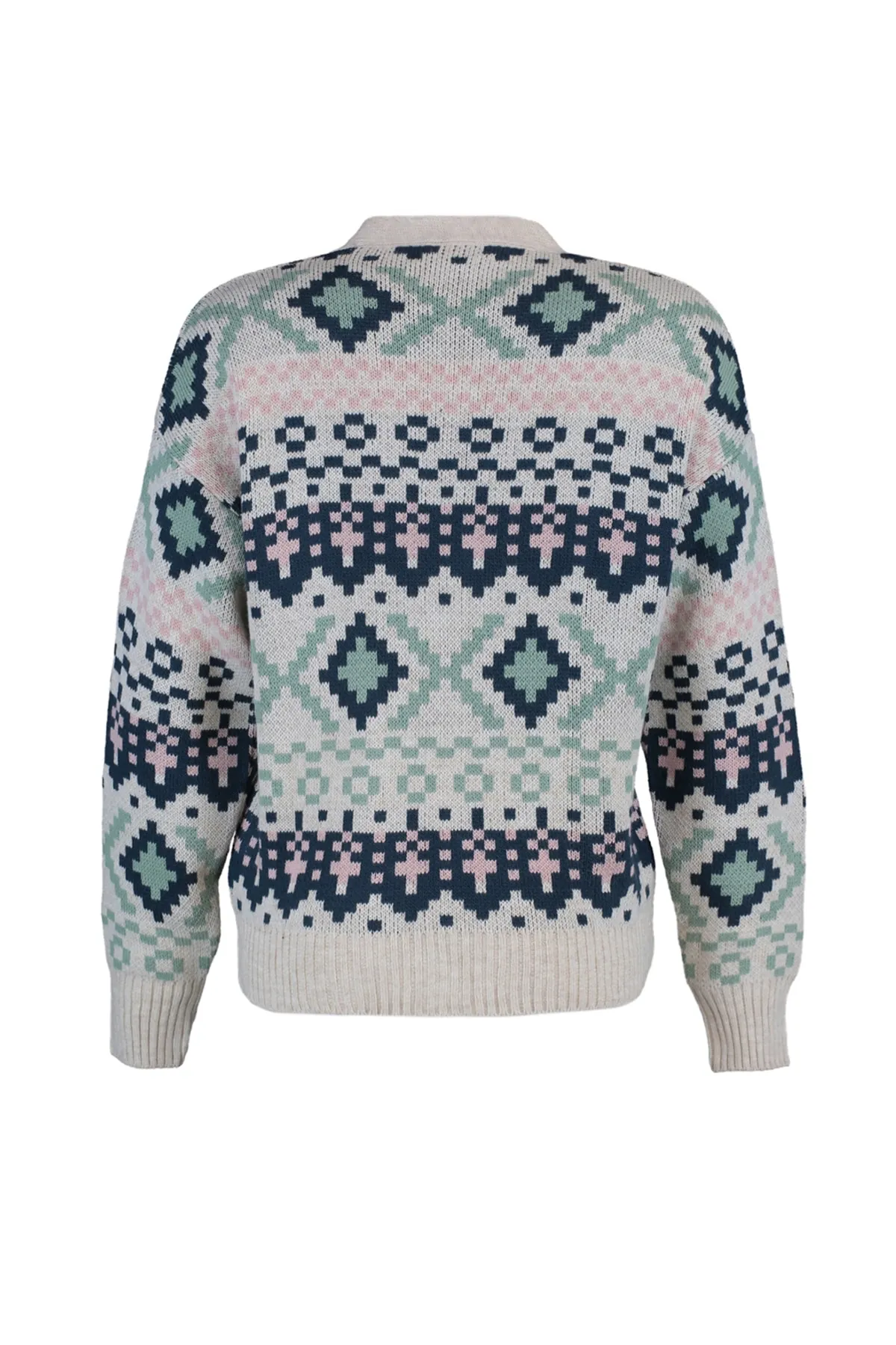 Trendyol Collection  Steinfarbene, gemusterte Strickjacke aus Strick TWOAW22HI0329