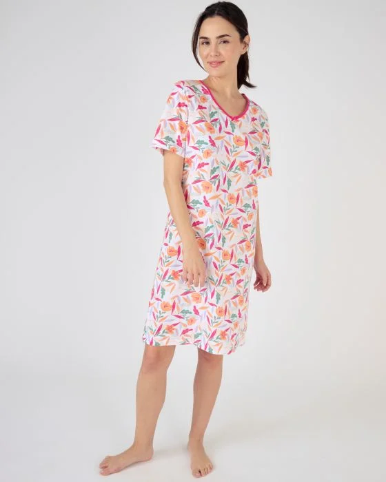 Lot de 3 chemises de nuit en pur coton peigné, 2 statures