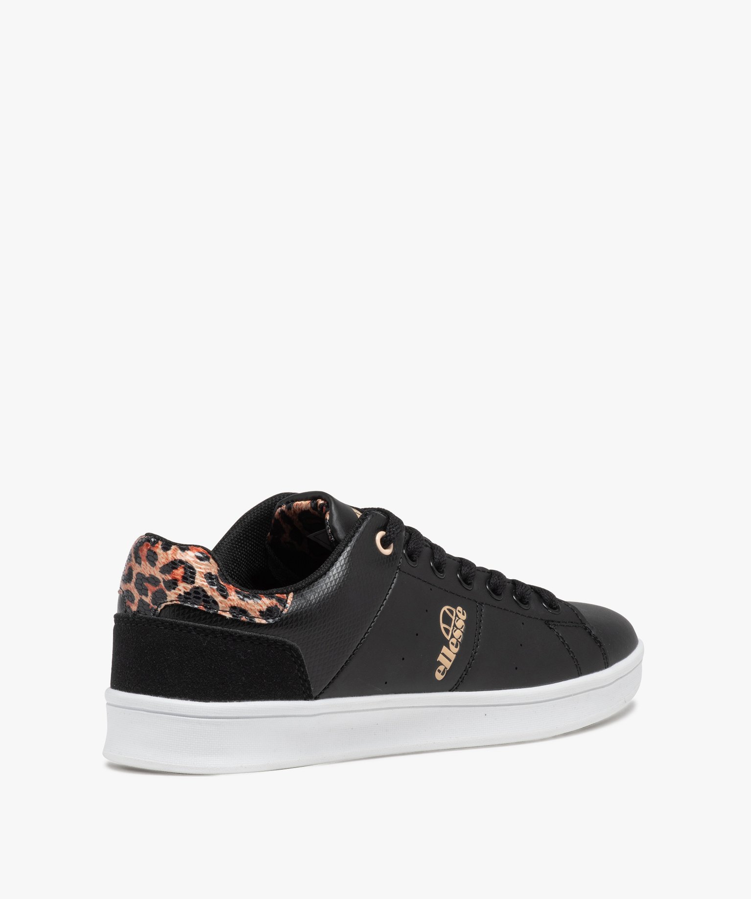 Baskets femme unies à lacets avec détail imprimé jungle -... noir | GEMO
