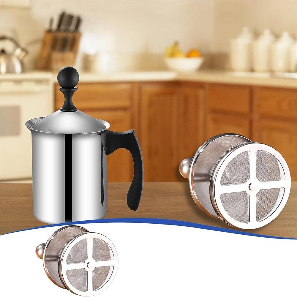 Zimtky Milchaufschäumer Edelstahl Double Mesh Milchaufschäumer Manuell, Milchschäumer 800ML