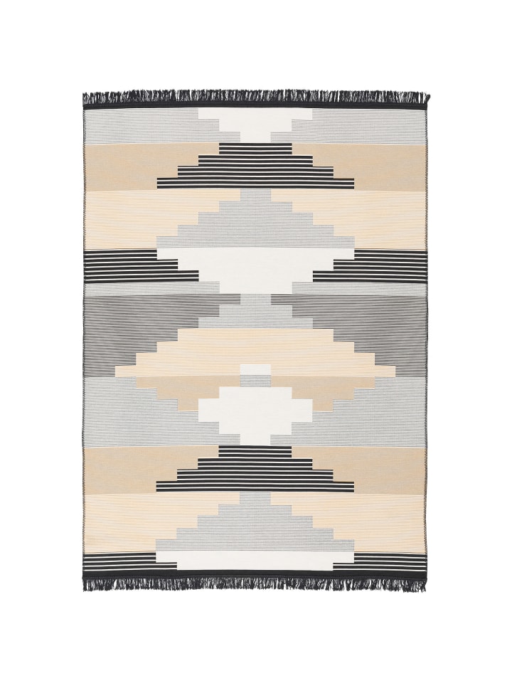 Pergamon Teppich Beidseitig Ethno Kelim Style in Grau Beige günstig kaufen
