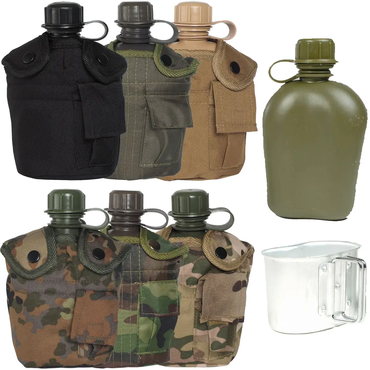 US Feldflasche mit Becher versch. Farben
