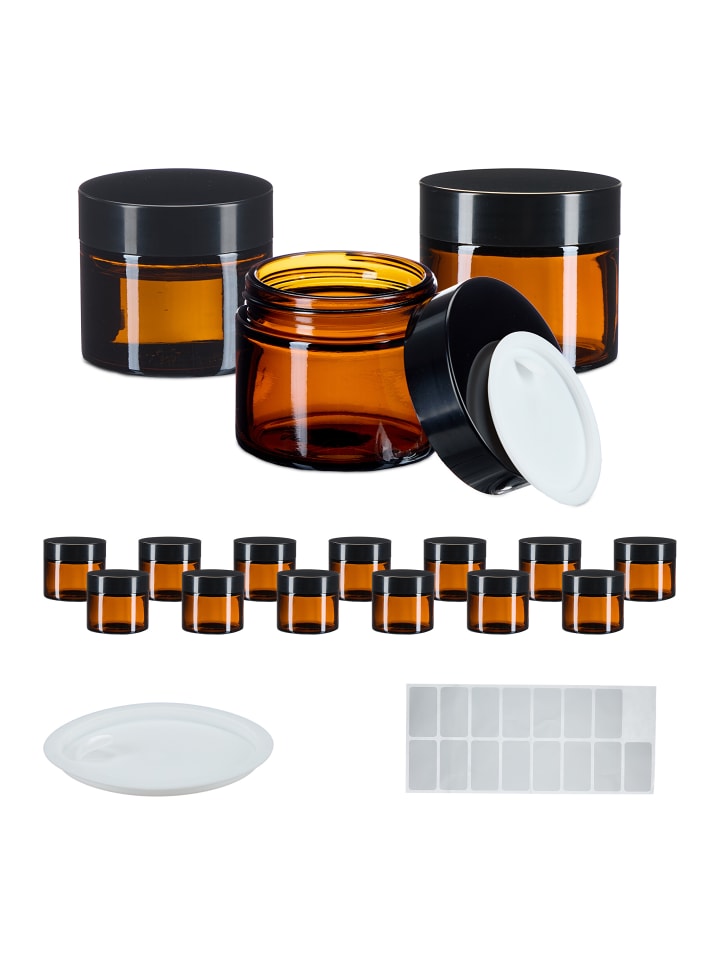 relaxdays 16 x Salbentiegel in Braun/ Schwarz - 60 ml günstig kaufen onesize