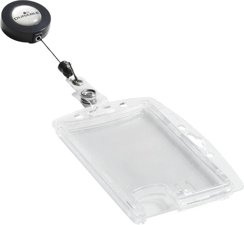DURABLE Hartbox Ausweishalter Aufrollmechanismus und Druckknopfschlaufe 9 x 5,4 cm PS (Polystyrol) 10 Stück